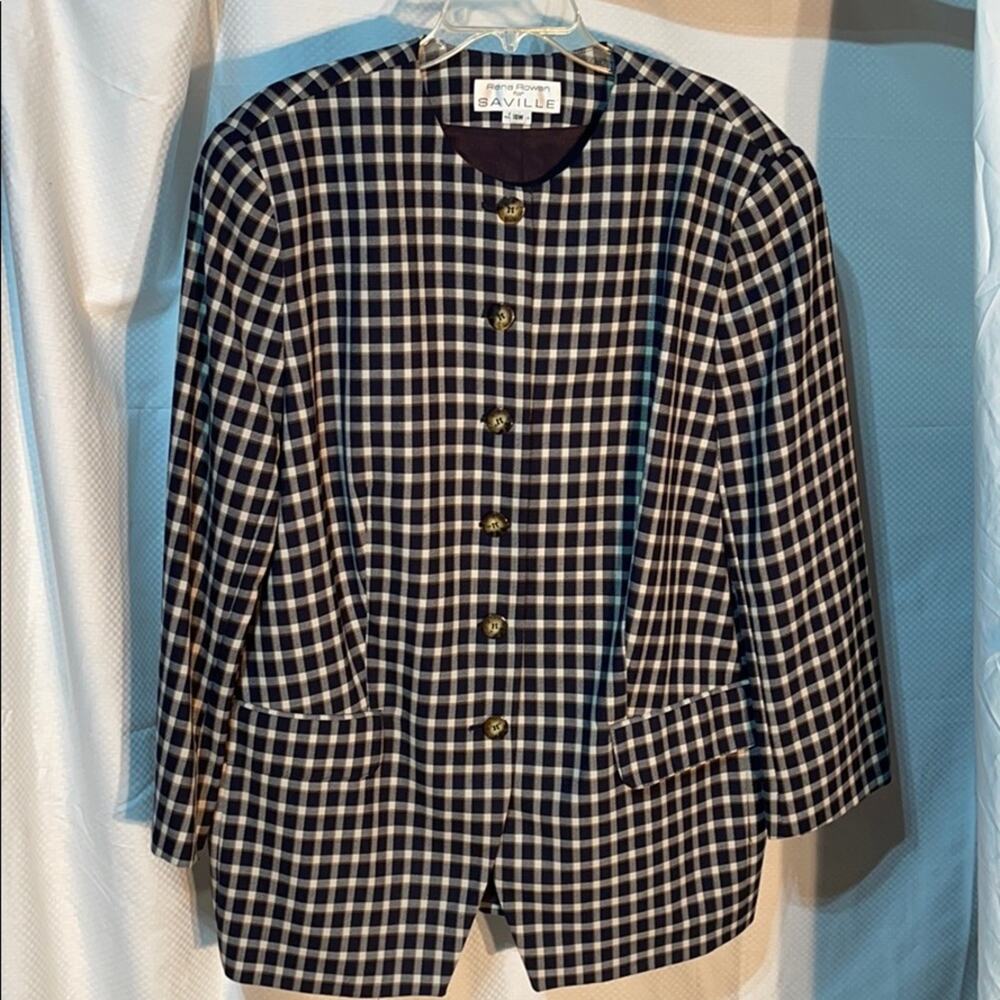 Saville blue plaid 18w jacket fully lined euc